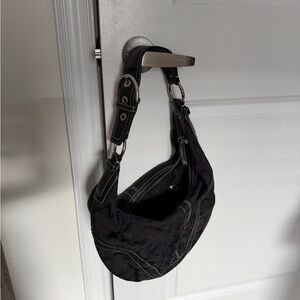 Authentic Coach Leather and Canvas Hobo Bag